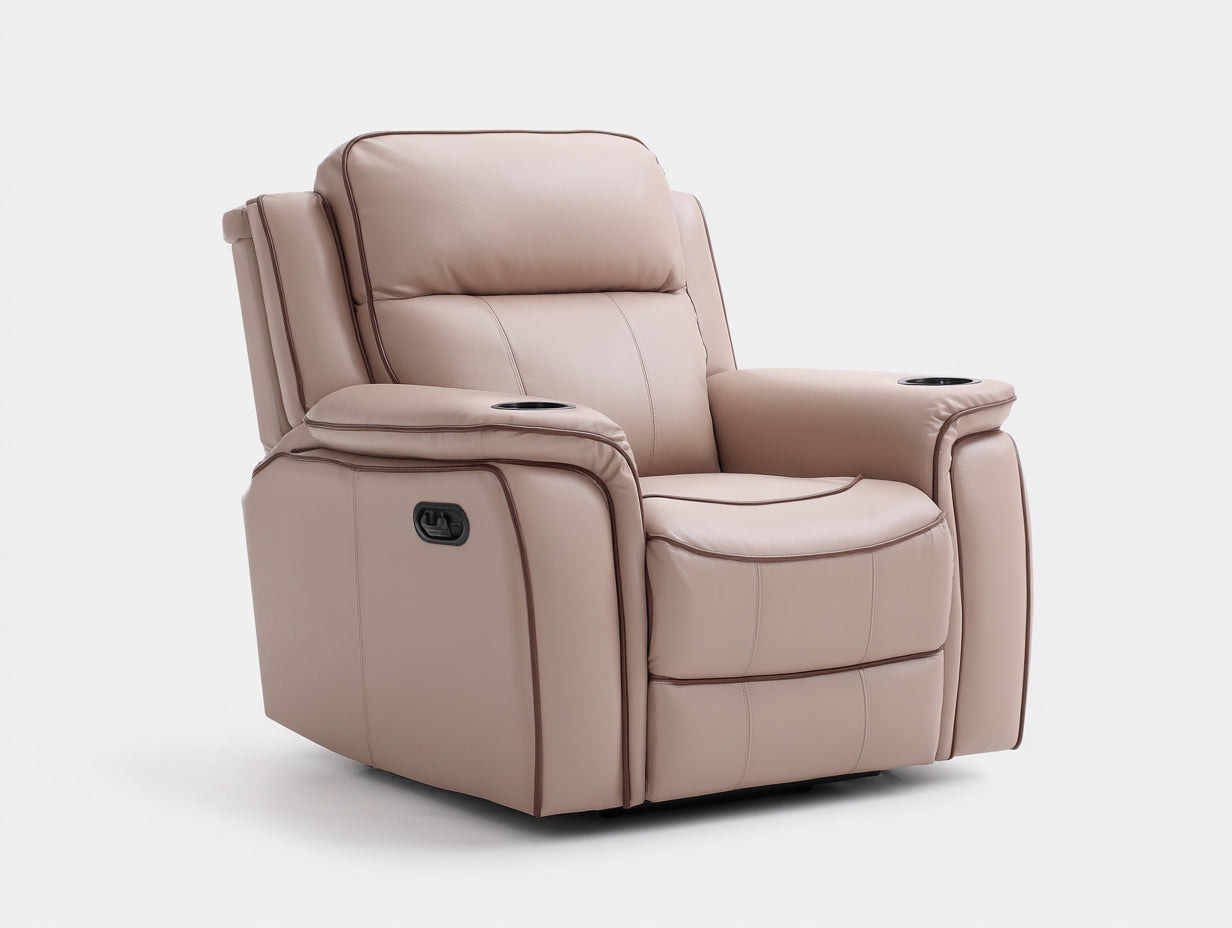 Fauteuil relax - cuir synthétique - 101x95x103 cm - taupe rosé - style contemporain