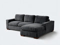Canapé d'angle - velours côtelé-bois - 238x161x83 cm - gris anthracite-marron foncé - style contemporain compact