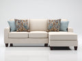 Canapé d'angle - tissu-bois - 224x158x86 cm - beige crème-marron foncé - style contemporain doux