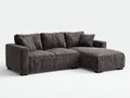 Canapé d'angle - velours côtelé-bois - 246x165x83 cm - gris anthracite-marron foncé - style contemporain texturé