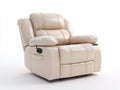 Fauteuil relax - cuir synthétique - 99x94x104 cm - beige crème - style contemporain