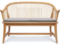 Banc de jardin - bois-tissu - 158x60x90 cm - bois clair-gris - style contemporain incurvé avec accoudoirs