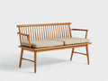 Banc de jardin - bois - tissu - 158x56x86 cm - marron clair-beige - style scandinave avec accoudoirs