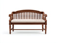 Banc de jardin - bois-tissu - 150x55x86 cm - marron-crème - style classique sculpté avec accoudoirs
