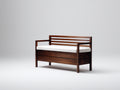 Banc de jardin - bois-tissu - 138x50x80 cm - marron foncé-blanc - style contemporain avec accoudoirs