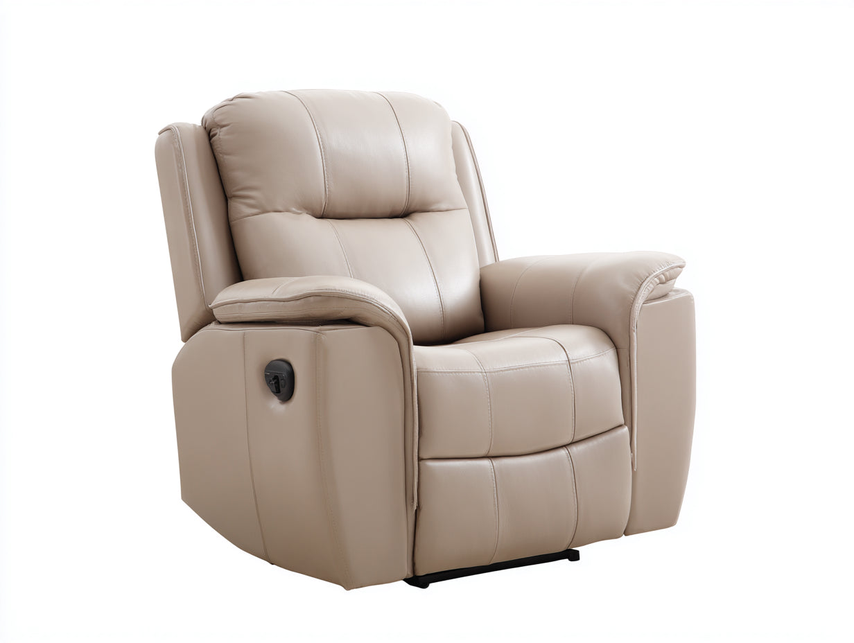 Fauteuil relax - cuir synthétique - 97x94x104 cm - beige taupe - style contemporain
