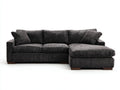 Canapé d'angle - velours côtelé-bois - 244x163x82 cm - gris anthracite-marron foncé - style contemporain confortable