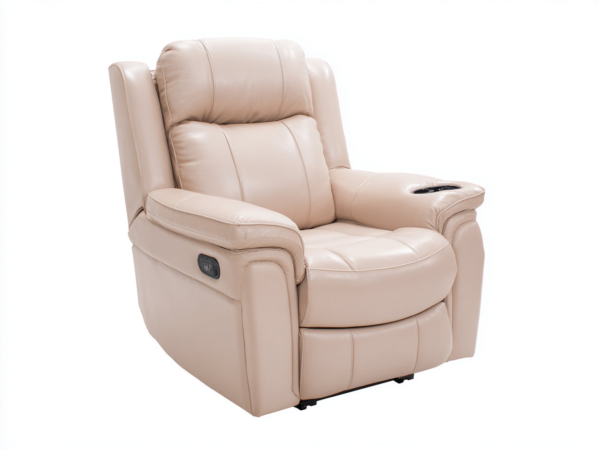 Fauteuil relax - cuir synthétique - 99x95x105 cm - beige rosé - style contemporain