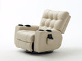 Fauteuil relax - cuir synthétique - 102x97x103 cm - beige crème - style contemporain