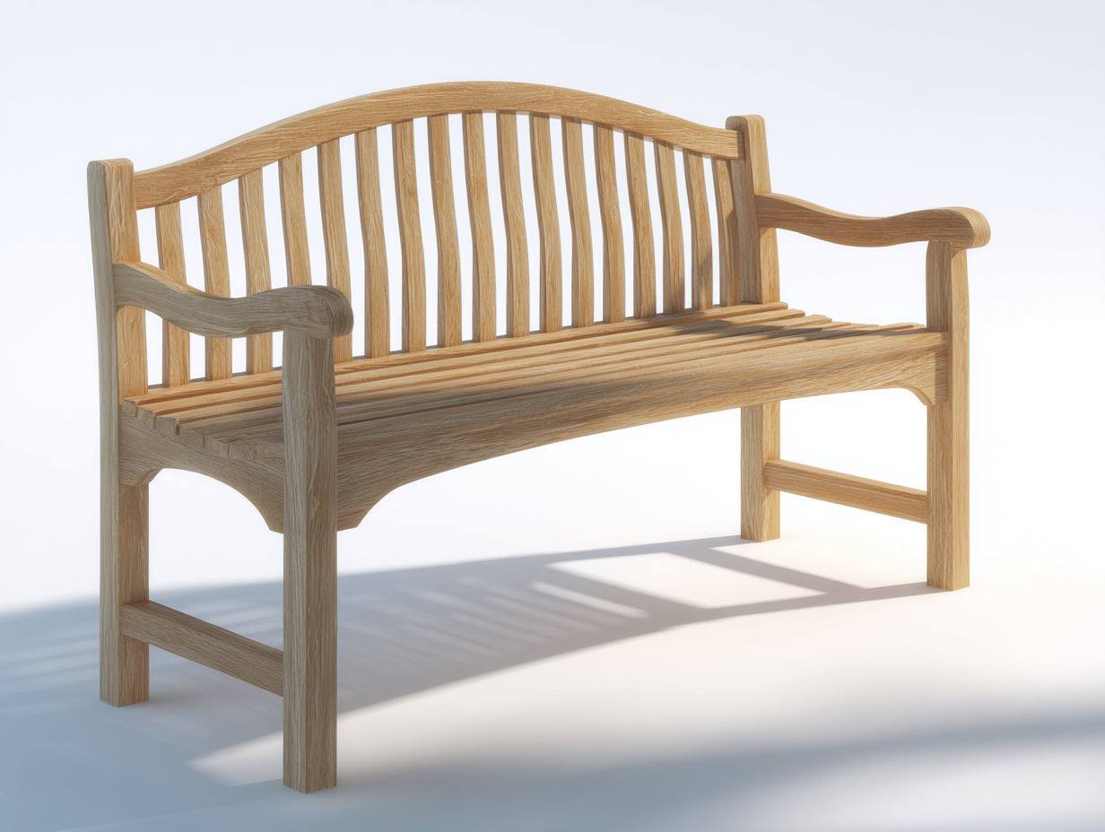 Banc de jardin - bois - 157x56x87 cm - bois clair - style classique avec accoudoirs