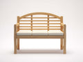 Banc de jardin - bois-tissu - 146x55x89 cm - bois naturel-crème - style classique arrondi avec accoudoirs