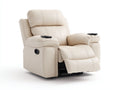 Fauteuil relax - cuir synthétique - 100x96x107 cm - beige ivoire - style contemporain