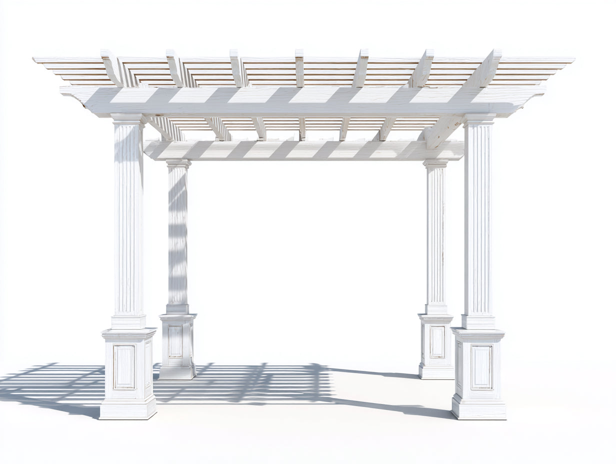 Pergolas et tonnelles - bois - 520x340x285 cm - blanc - style classique à toiture ajourée