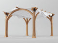 Pergolas et tonnelles - bois-toile - 420x320x270 cm - bois clair-blanc - style arqué