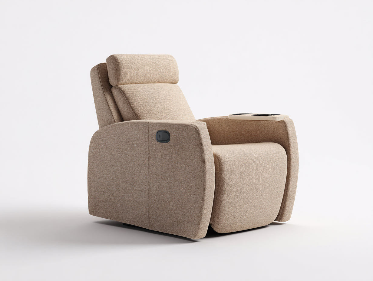 Fauteuil relax - tissu - 93x91x105 cm - beige sable - style contemporain