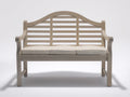 Banc de jardin - bois-tissu - 148x57x88 cm - bois grisé-crème - style classique avec accoudoirs