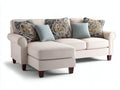 Canapé d'angle - tissu-bois - 228x156x87 cm - beige crème-marron foncé - style classique contemporain