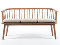 Banc de jardin - bois-tissu - 165x59x84 cm - marron-beige - style contemporain incurvé avec accoudoirs