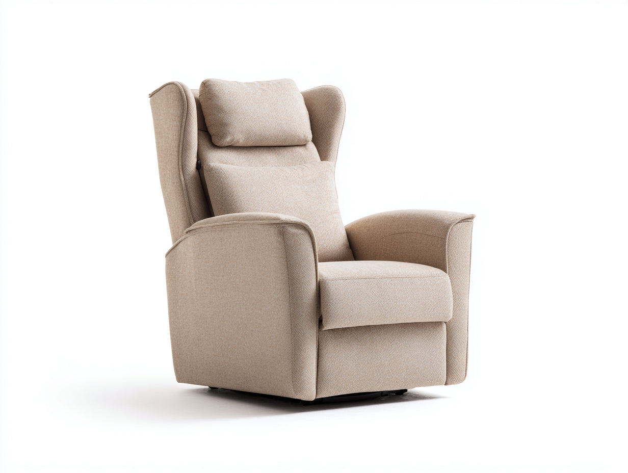 Fauteuil relax - tissu - 88x89x108 cm - beige lin - style classique