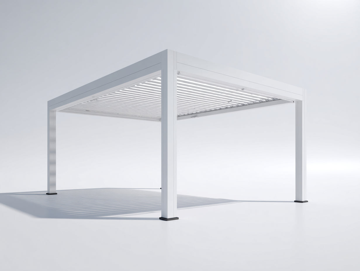 Pergolas et tonnelles - aluminium - 410x310x250 cm - blanc-gris foncé - style moderne à lames réglables