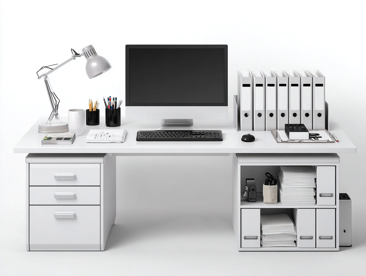 Bureau - Panneaux de bois - 160x65x76 cm - Blanc - Moderne