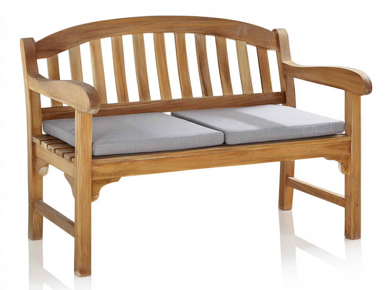 Banc de jardin - bois-tissu - 154x58x87 cm - marron clair-gris - style classique avec accoudoirs