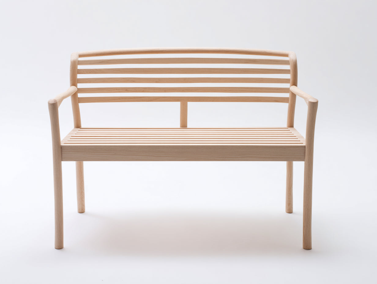 Banc de jardin - bois - 142x52x82 cm - bois clair - style minimaliste avec accoudoirs
