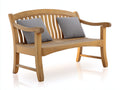 Banc de jardin - bois-tissu - 153x59x89 cm - marron clair-gris - style classique avec accoudoirs