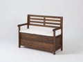 Banc de jardin - bois-tissu - 148x54x85 cm - marron-blanc - style rustique avec accoudoirs