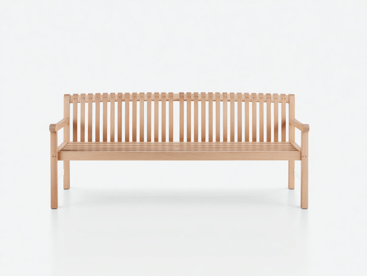Banc de jardin - bois - 166x50x81 cm - bois clair - style naturel avec accoudoirs