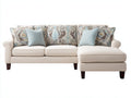 Canapé d'angle - tissu-bois - 224x158x86 cm - beige crème-marron foncé - style contemporain doux