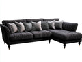 Canapé d'angle - velours côtelé-bois-métal - 256x166x84 cm - gris anthracite-noir-doré - style classique contemporain