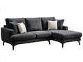 Canapé d'angle - velours côtelé-bois-métal - 242x162x82 cm - gris anthracite-noir - style contemporain urbain