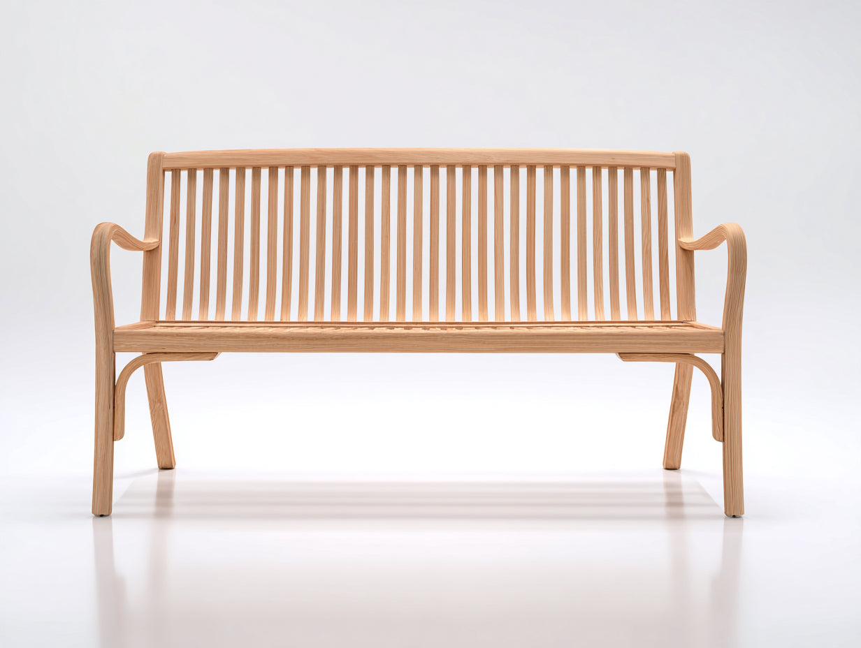 Banc de jardin - bois - 158x52x84 cm - bois clair - style classique avec accoudoirs