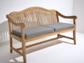 Banc de jardin - bois-tissu - 155x60x88 cm - bois clair-gris - style classique avec accoudoirs